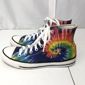 Converse Chuck Taylor All Star Shoes Womens 8.5 Tie Dye High Top Canvas Rainbow